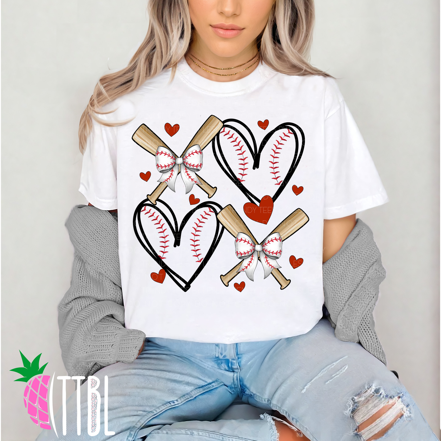 Baseball Love Hearts PNG