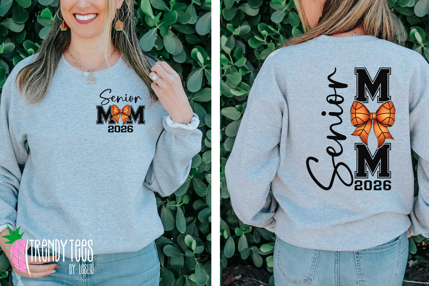 Senior Mom 2026 Basketball Bow Graphic Design for Tees and Sweatshirts Digital Download PNG