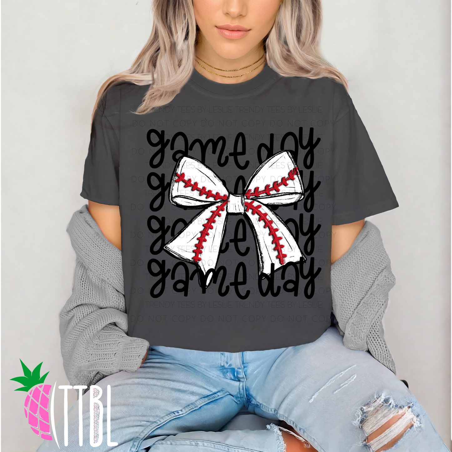 Game Day Bow Baseball DTF Transfer