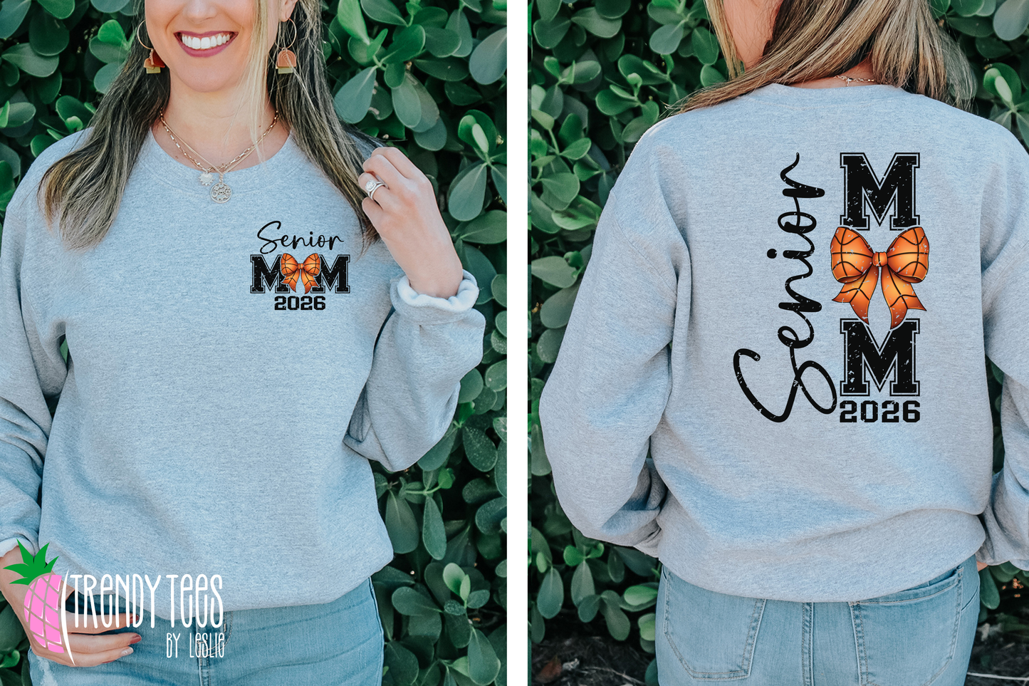 Senior Mom 2026 Basketball Bow Distressed Graphic Design for Tees and Sweatshirts Digital Download PNG