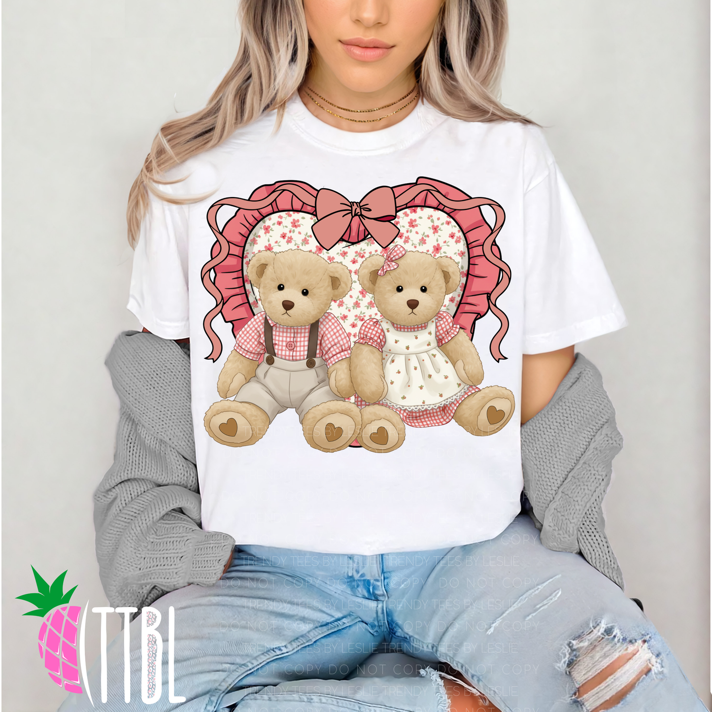 Vintage Teddy Bear Heart DTF Transfer