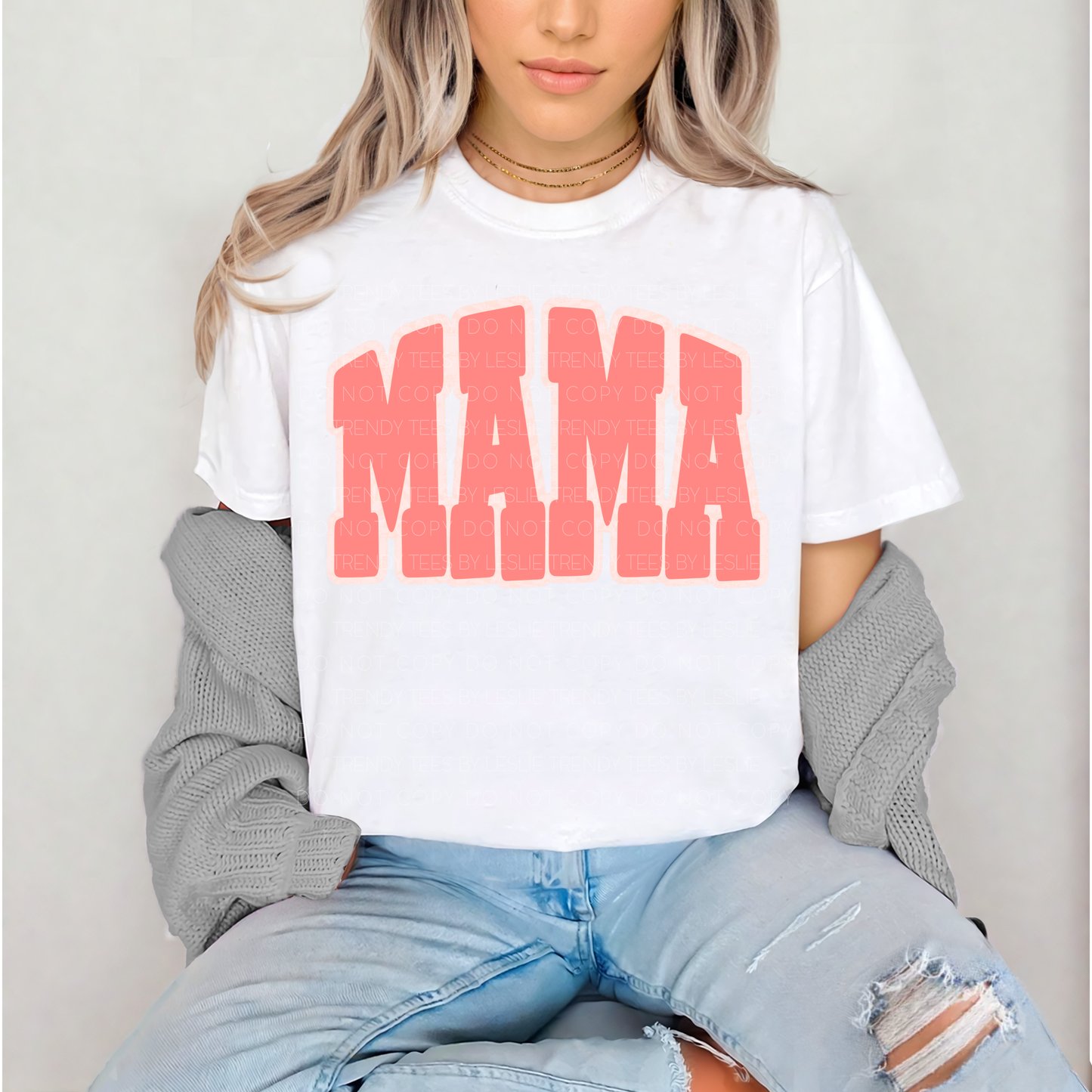 MAMA Bold Block Letter - Peach DTF Transfer
