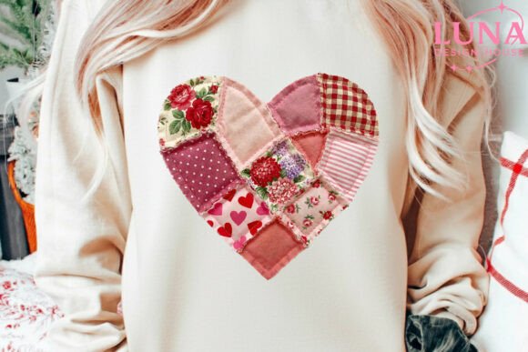 Vintage Patchwork Heart DTF Transfer