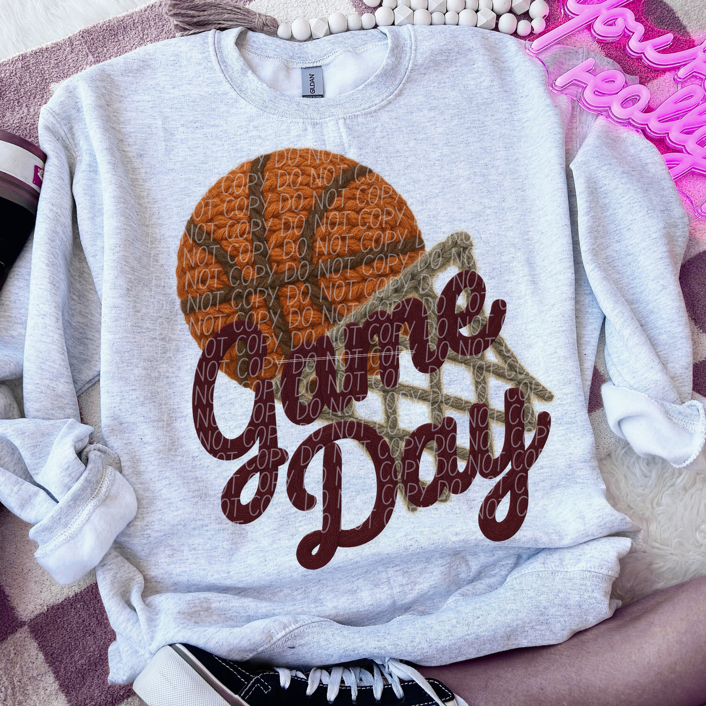 Faux yarn game day basketball (maroon)