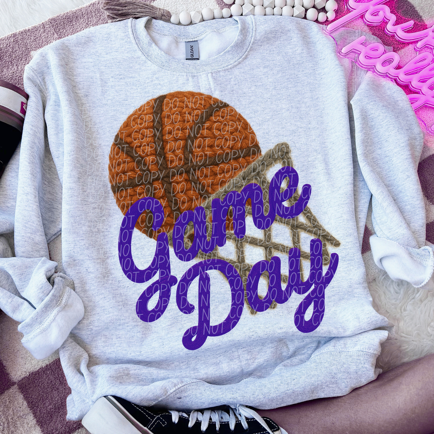 Faux yarn game day basketball (purple)
