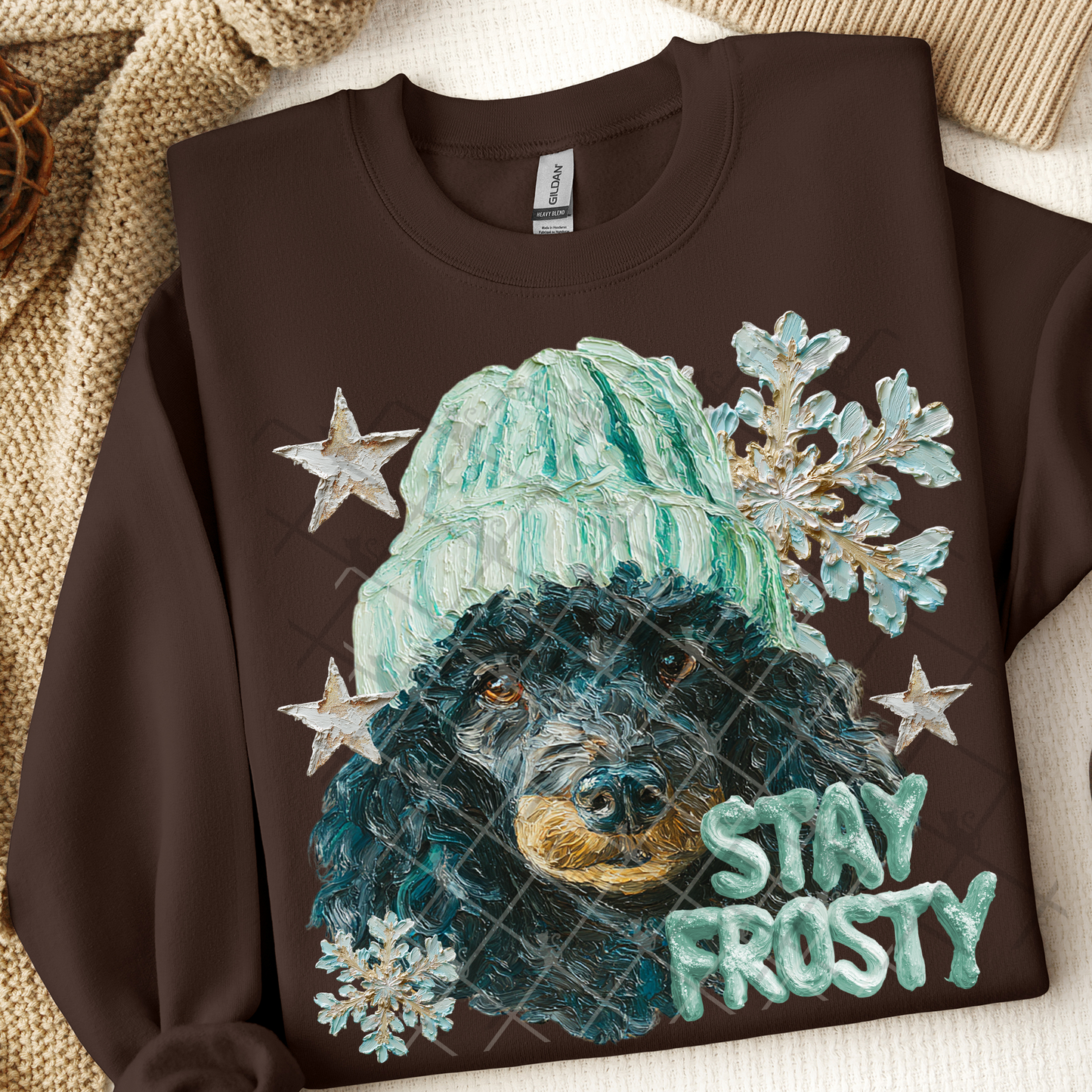 Stay Frosty Black Poodle DTF Transfer