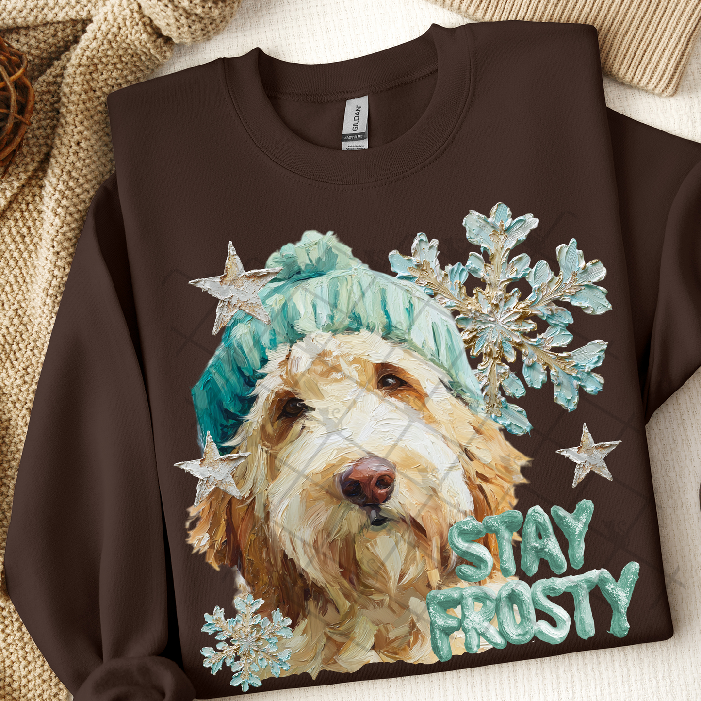 Stay Frosty Labradoodle Dog DTF Transfer