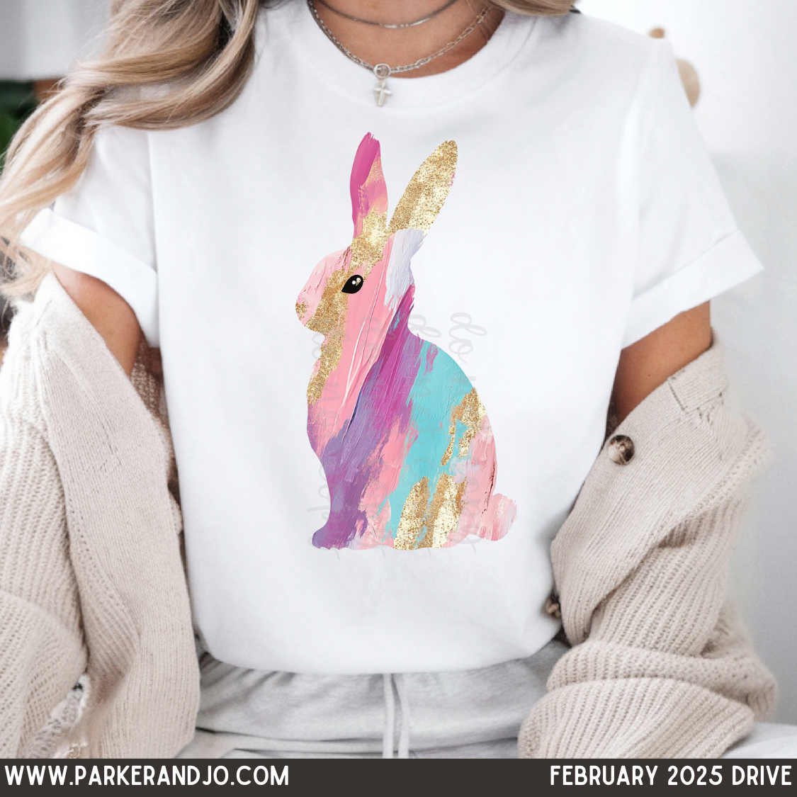 Watercolor Bunny DTF Transfer