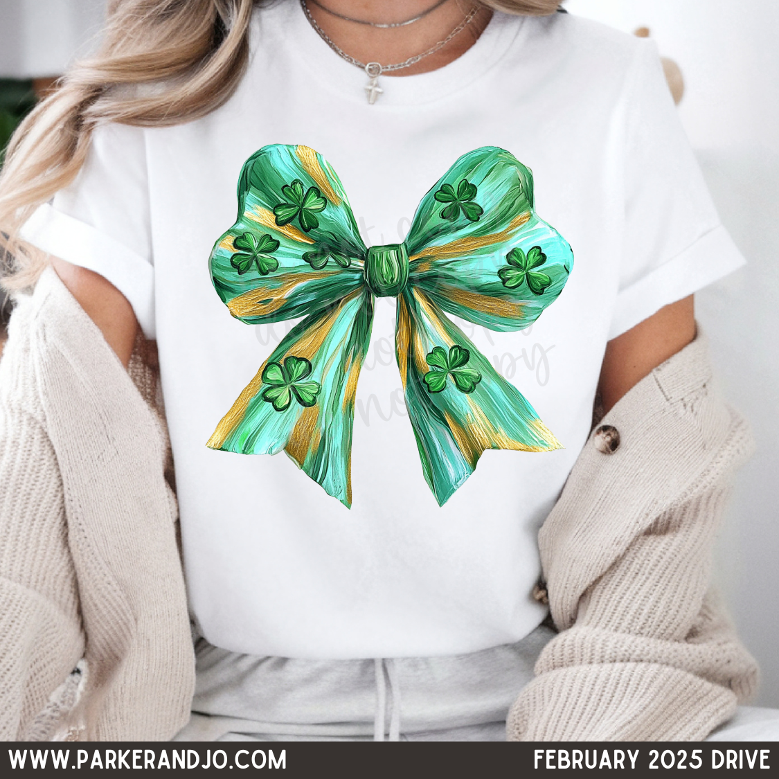 Watercolor Shamrock Bow DTF Transfer