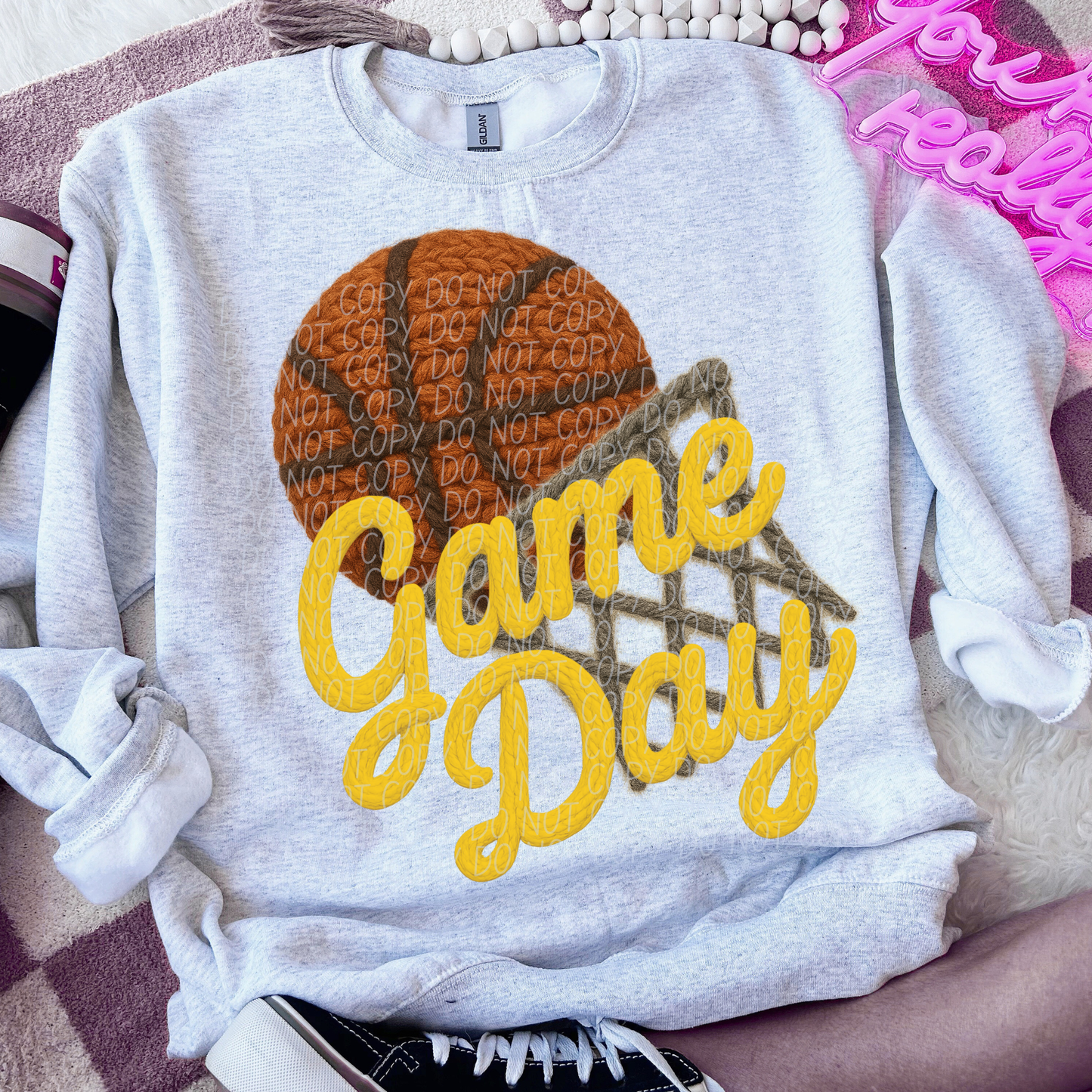 Faux yarn game day basketball (yellow)