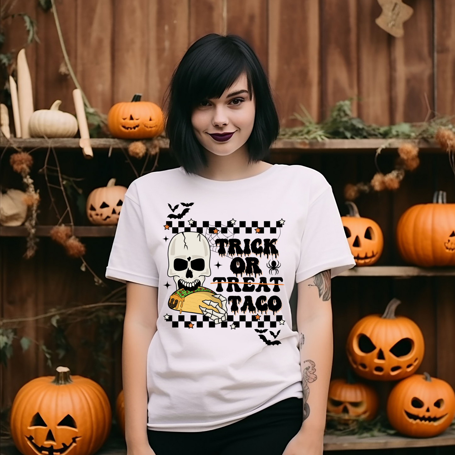 Trick or Taco black checkered