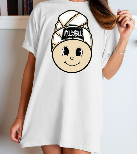 Volleyball Smiley Face Beanie DTF Transfer