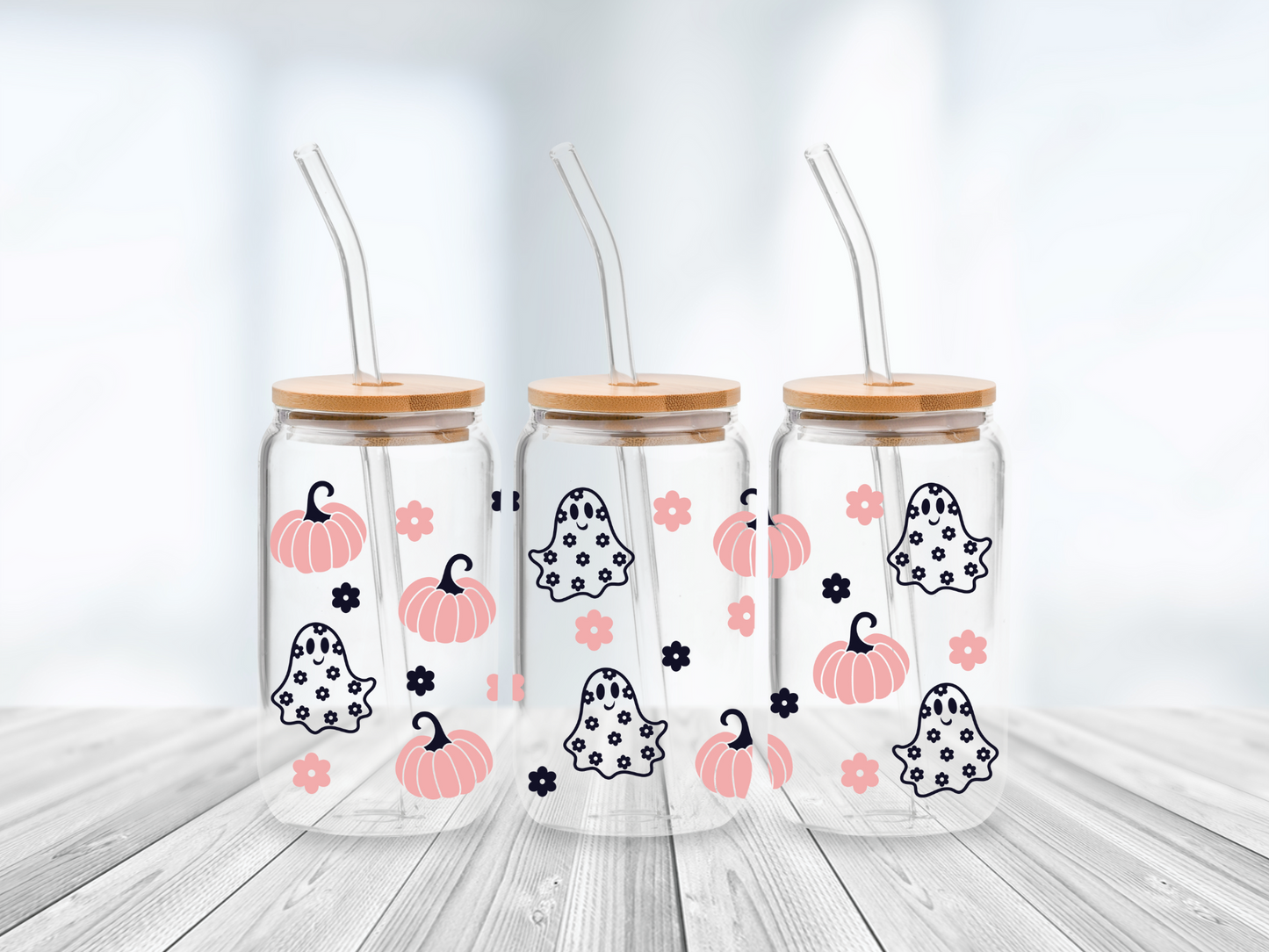 Ghosts and pink pumpkins - UV Libby Wrap