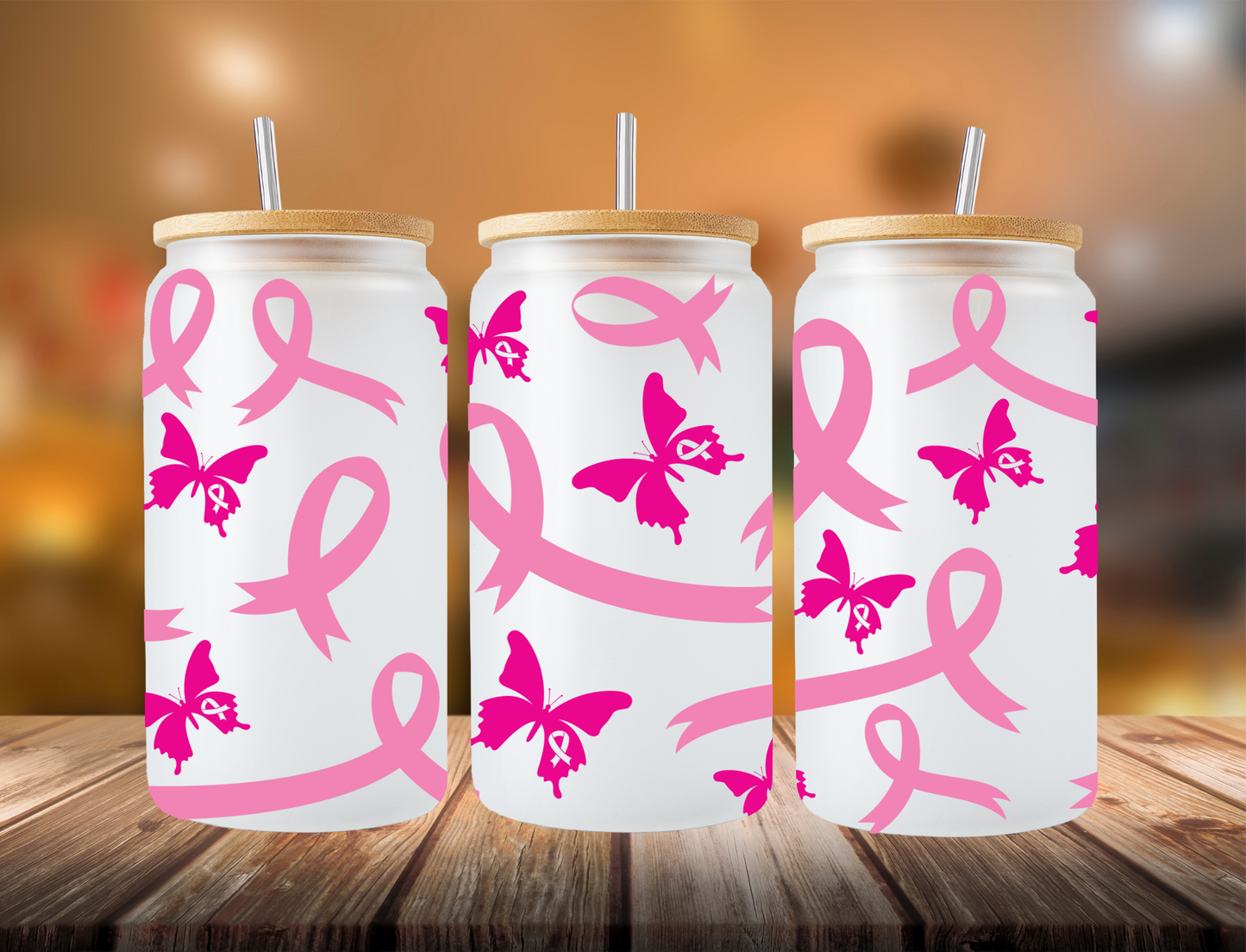 Breast cancer ribbons and butterflies - UV Libby Wrap