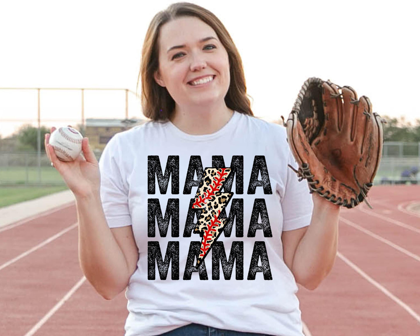 Stacked Leopard Baseball or Softball lightening Bolt