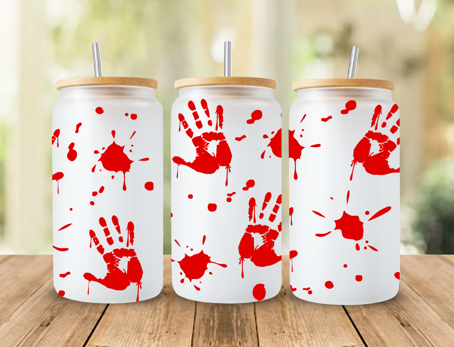 Bloody handprints with blood splatter - UV Libby Wrap