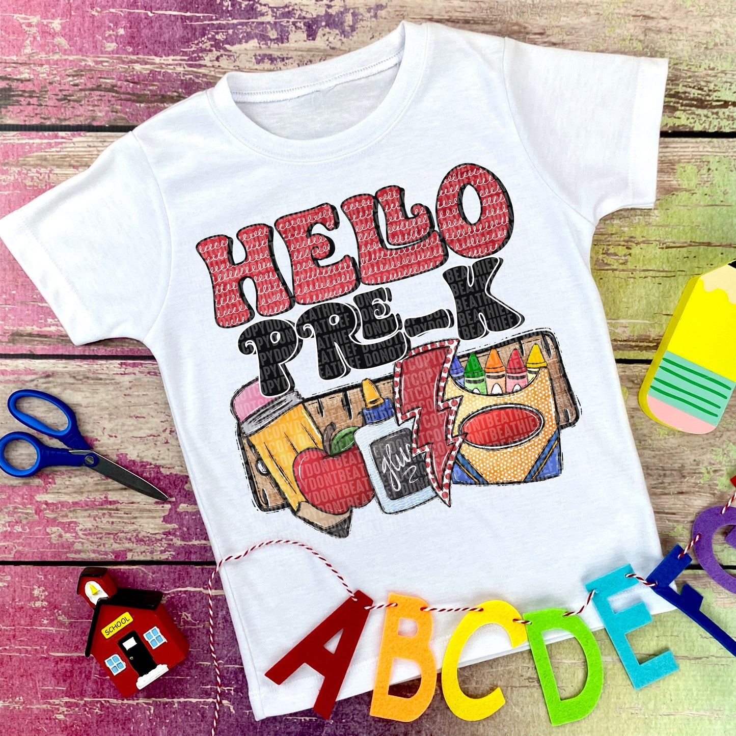 Hello Pre-K Supplies Bolt -DTF Print