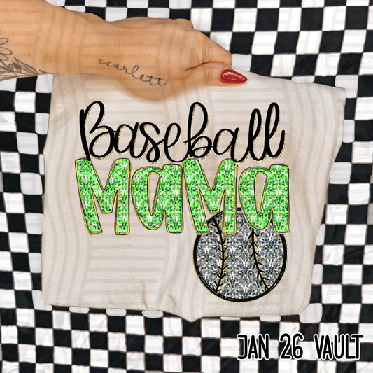 Baseball Mama Lime DTF Transfer