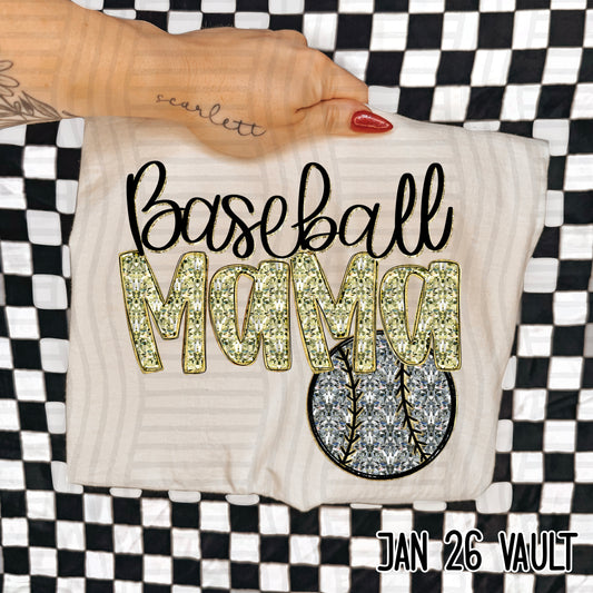 Baseball Mama Light Gold DTF Transfer