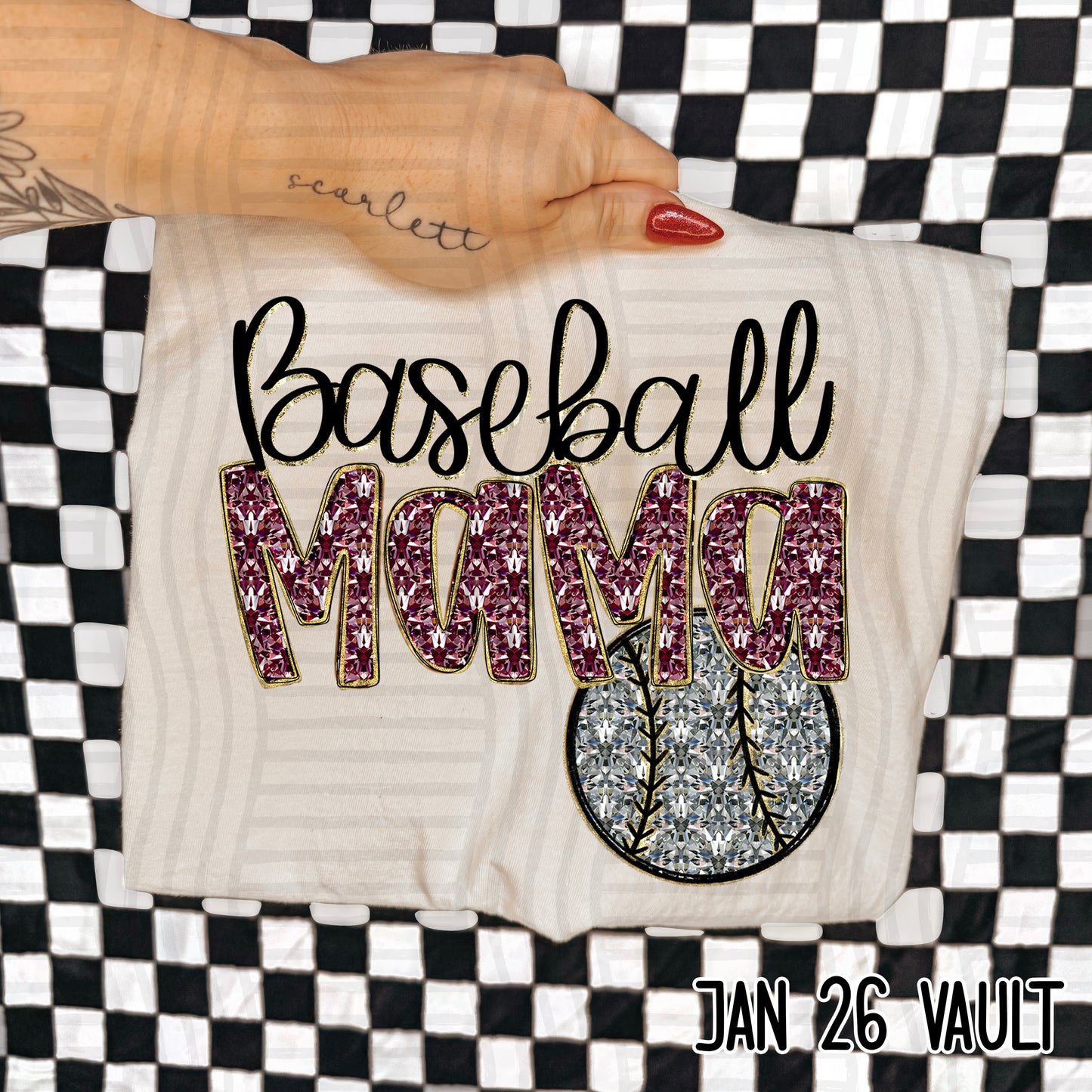 Baseball Mama Maroon DTF Transfer