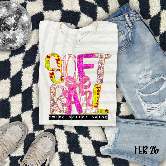 Softball Bow Swing Batter Swing DTF Transfer