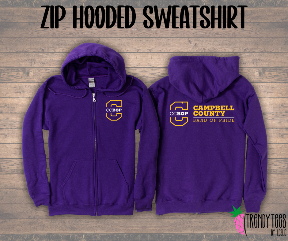 CCBOP Gold/White Zip Hooded Sweatshirt w/ Custom Back Option