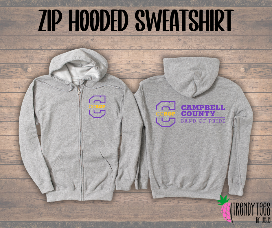 CCBOP Purple/Gold Zip Hooded Sweatshirt w/ Custom Back Option