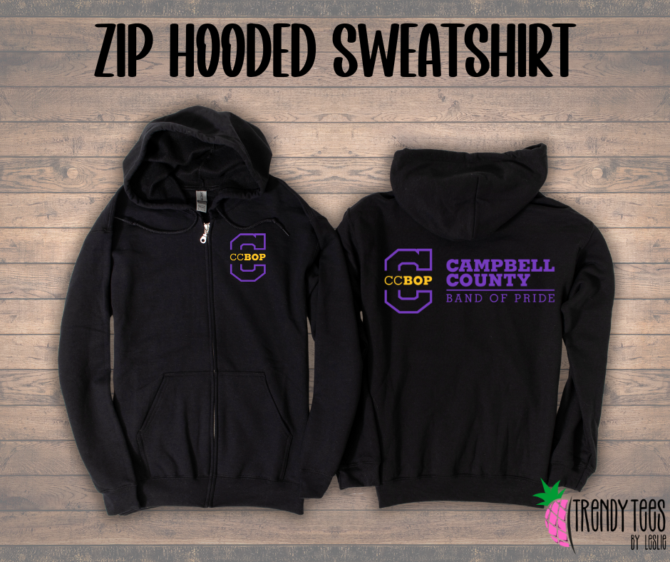 CCBOP Purple/Gold Zip Hooded Sweatshirt w/ Custom Back Option