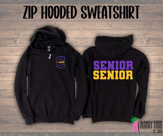 CCBOP Purple/Gold Zip Hooded Sweatshirt w/ Custom Back Option