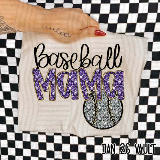 Baseball Mama Purple DTF Transfer