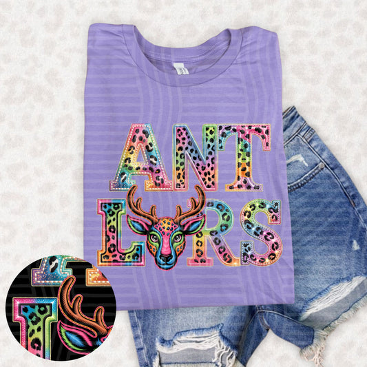 Antlers (pink neon leopard)