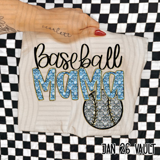 Baseball Mama Light Blue DTF Transfer