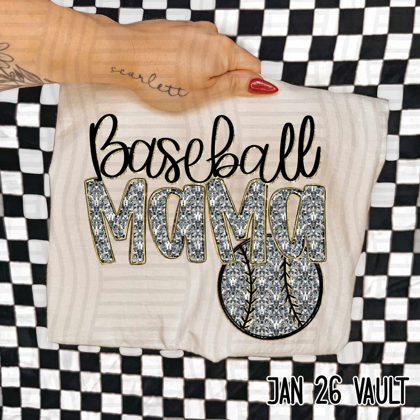 Baseball Mama White DTF Transfer