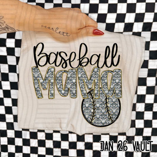 Baseball Mama White DTF Transfer