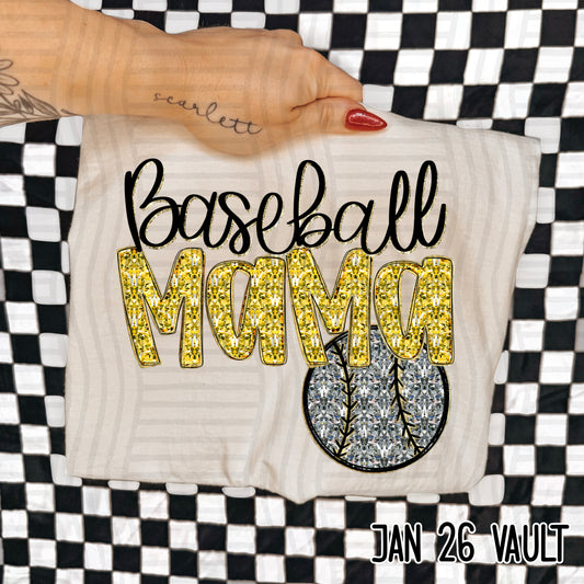 Baseball Mama Yellow DTF Transfer