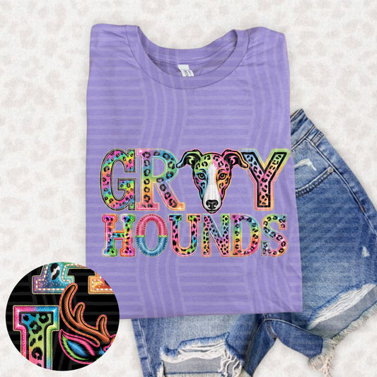 Greyhounds (pink neon leopard)