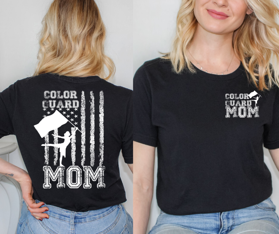 Color Guard Mom -Small Front design and Flag Back