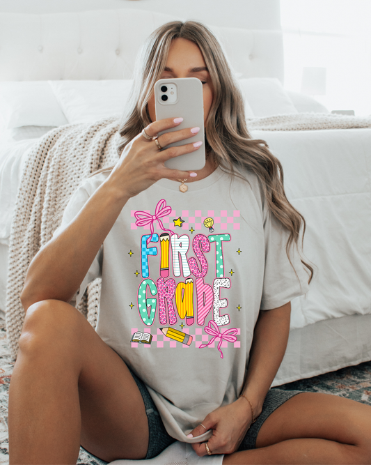 First Grade (pink checkered)