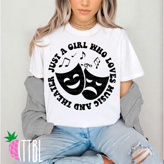 Just a girl Who Loves Music and Theater Adult Tee