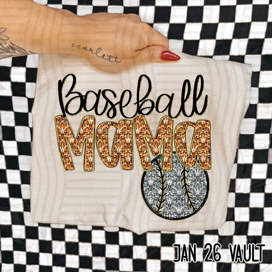 Baseball Mama Burnt Orange DTF Transfer