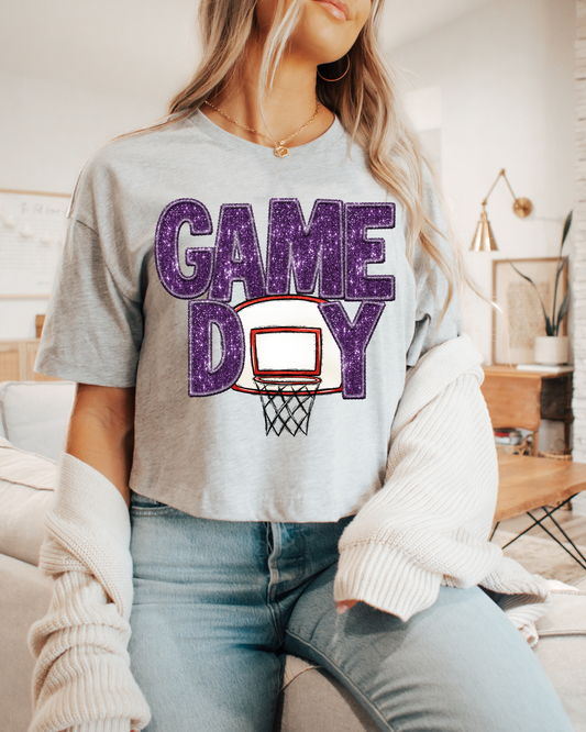 Game Day Basketball (purple glitter)