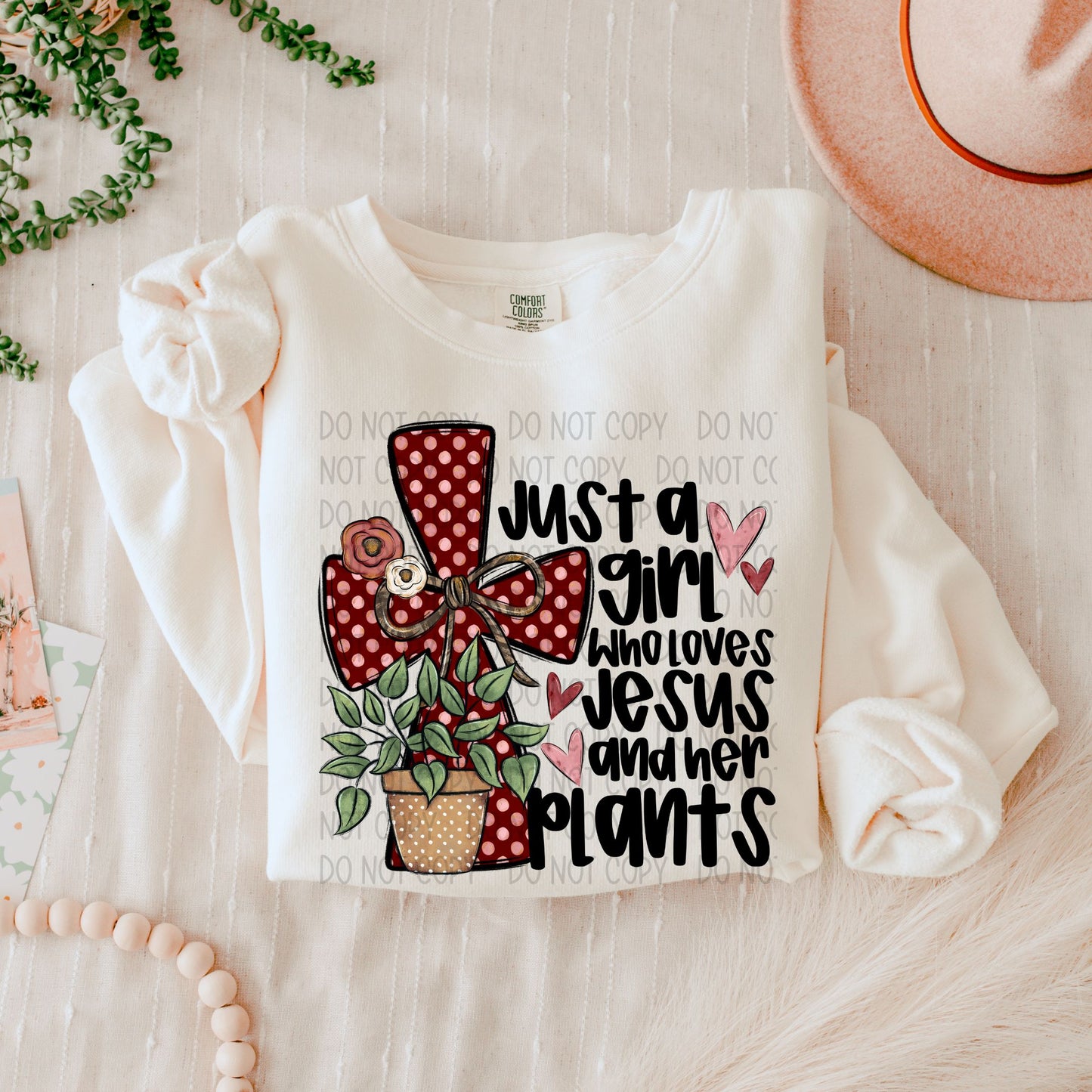 Just a Girl Who Loves Jesus and Her Plants PNG