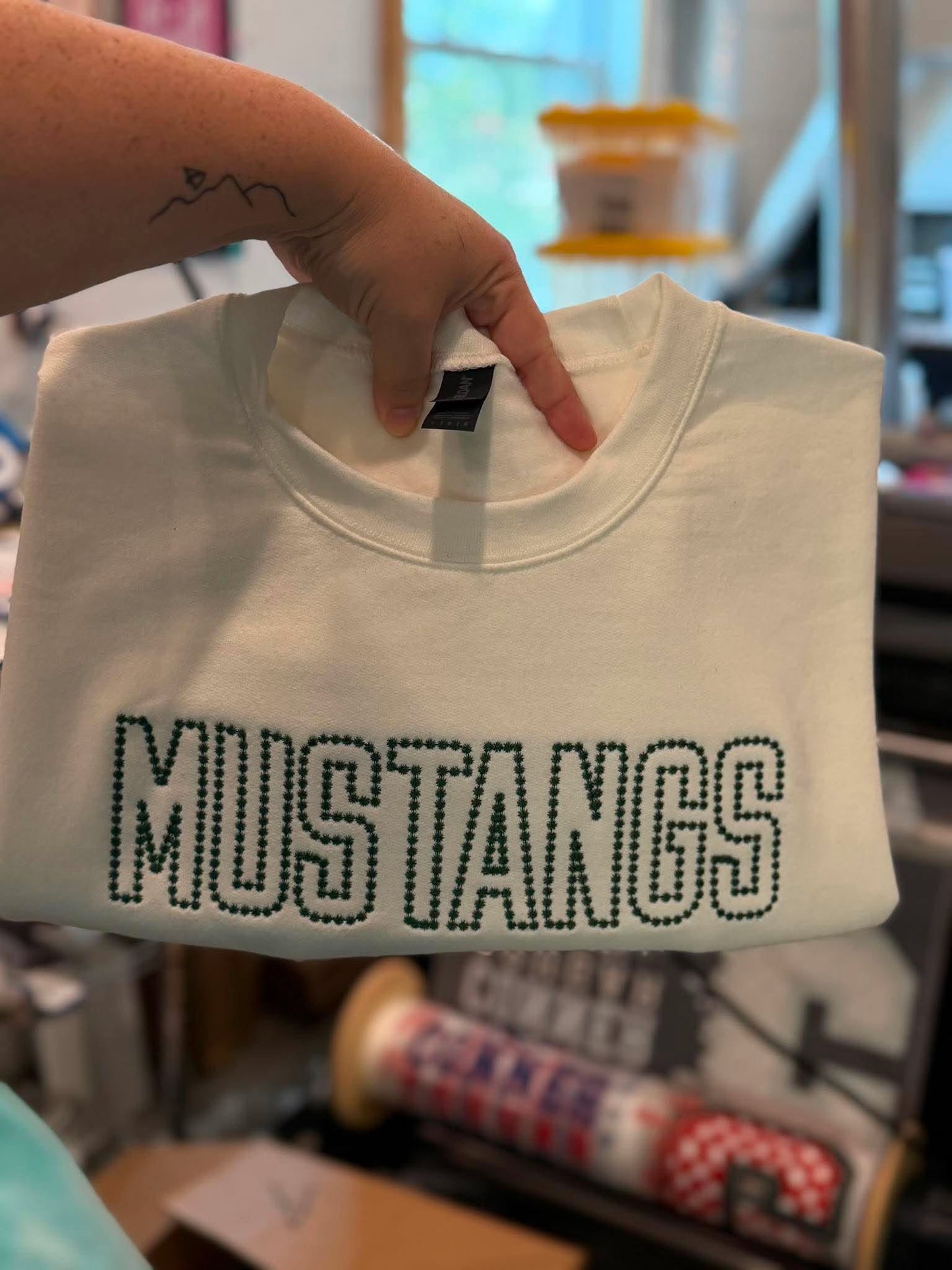 Dot Embroidery Mascot or Text of Choice