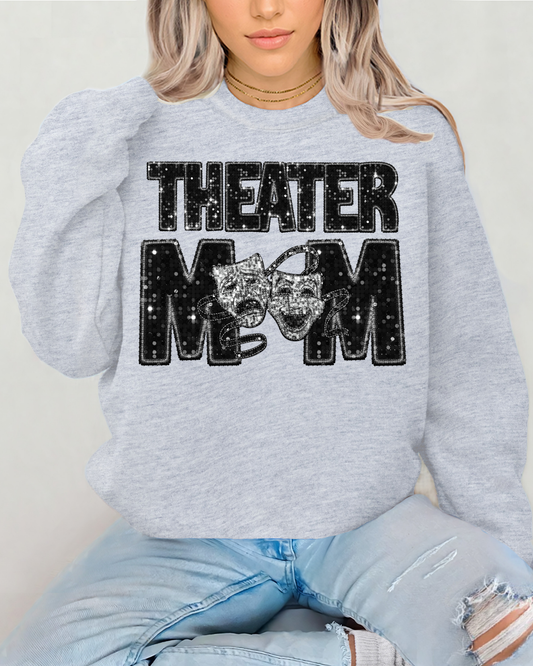 Theater Mom - Black Glitter Adult Tee