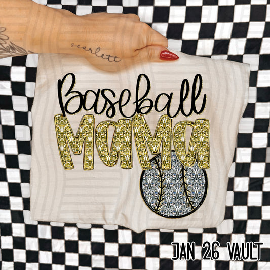Baseball Mama Gold DTF Transfer
