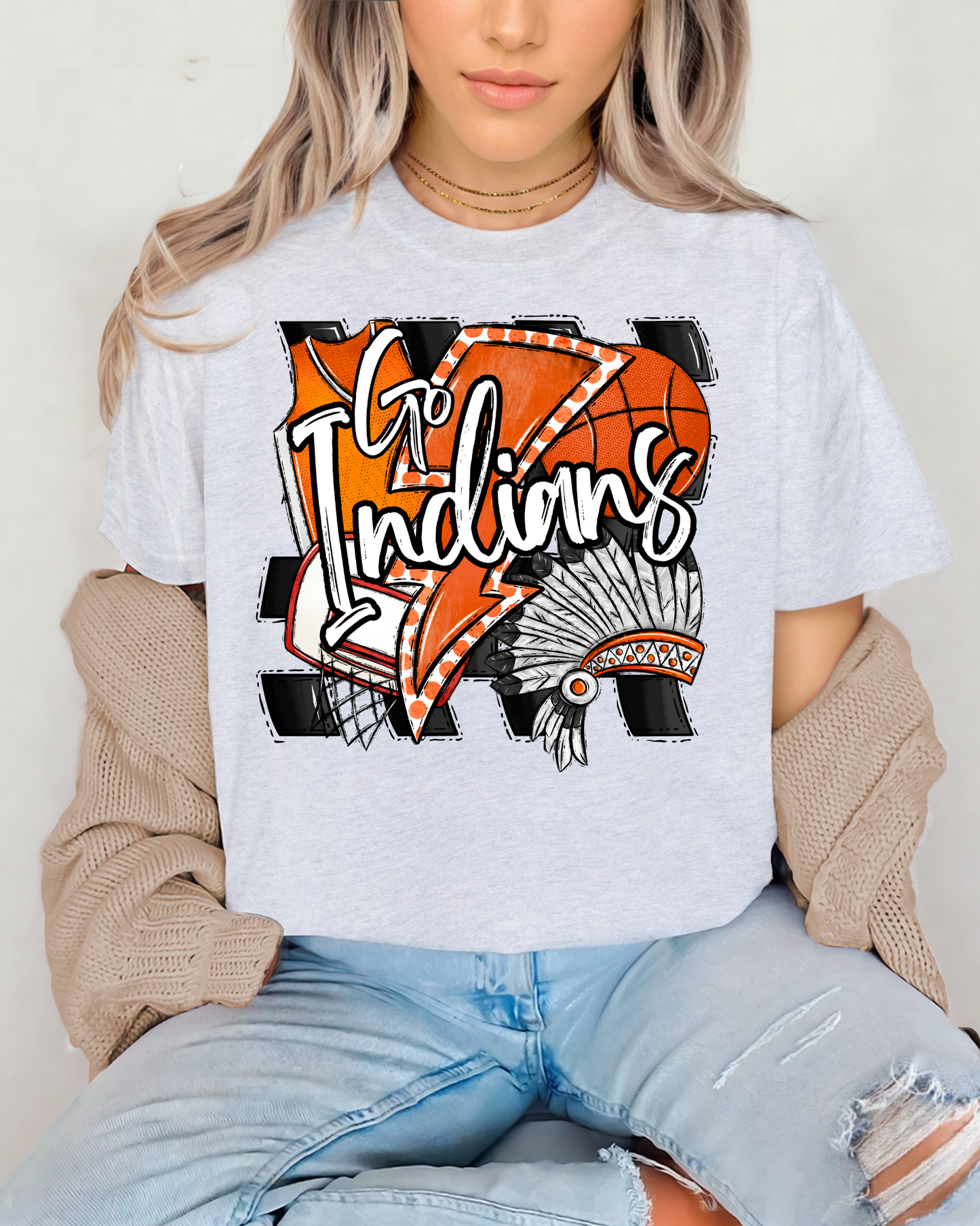 Go Indians Basketball (orange)