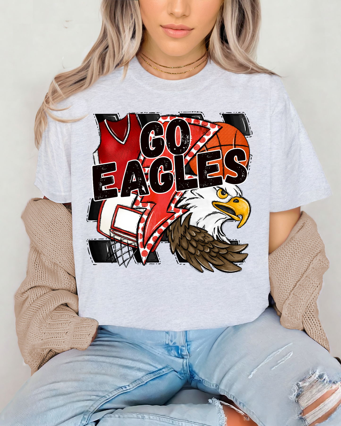 Go Eagles Basketball (red)