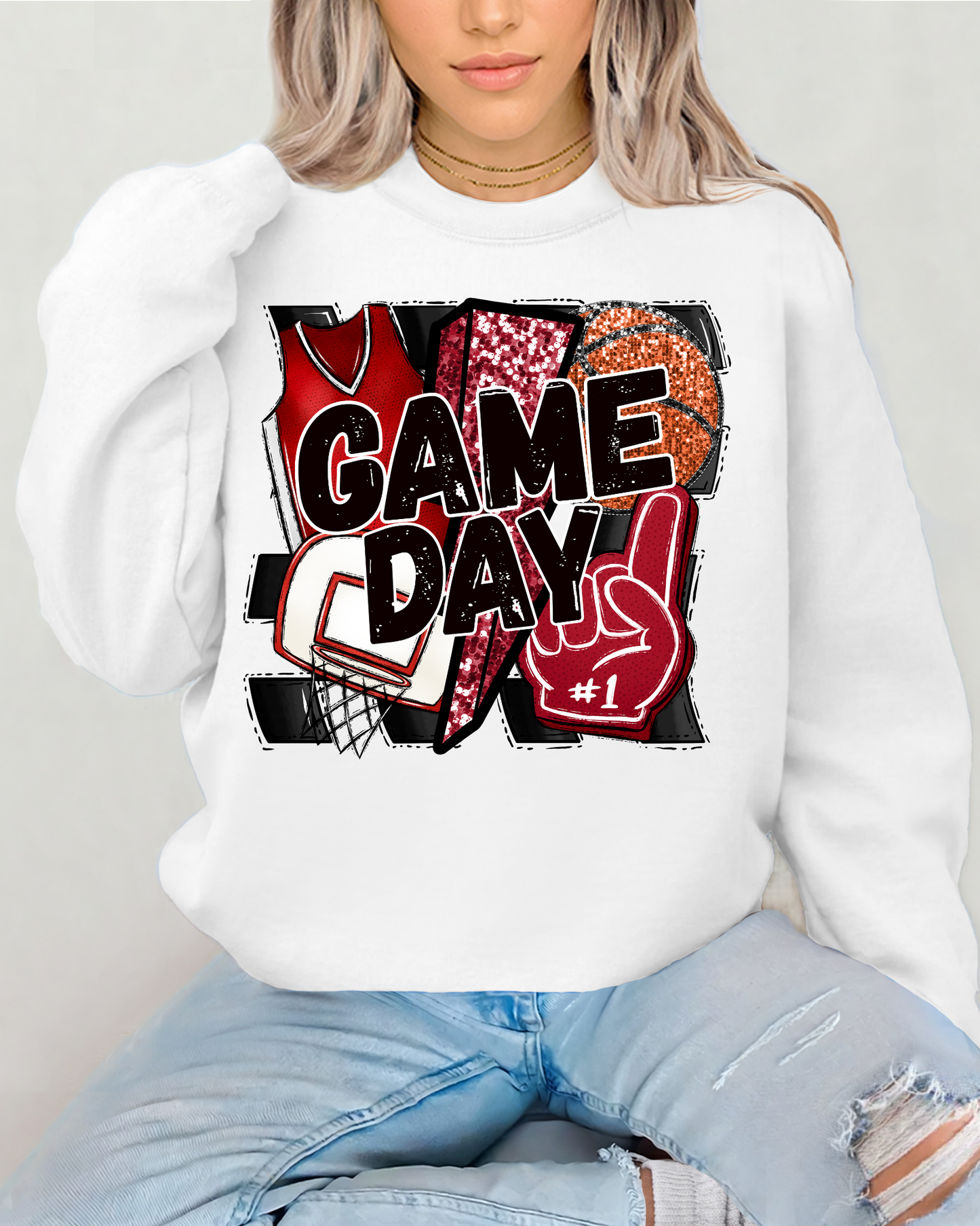 Game Day Basketball (red glitter)