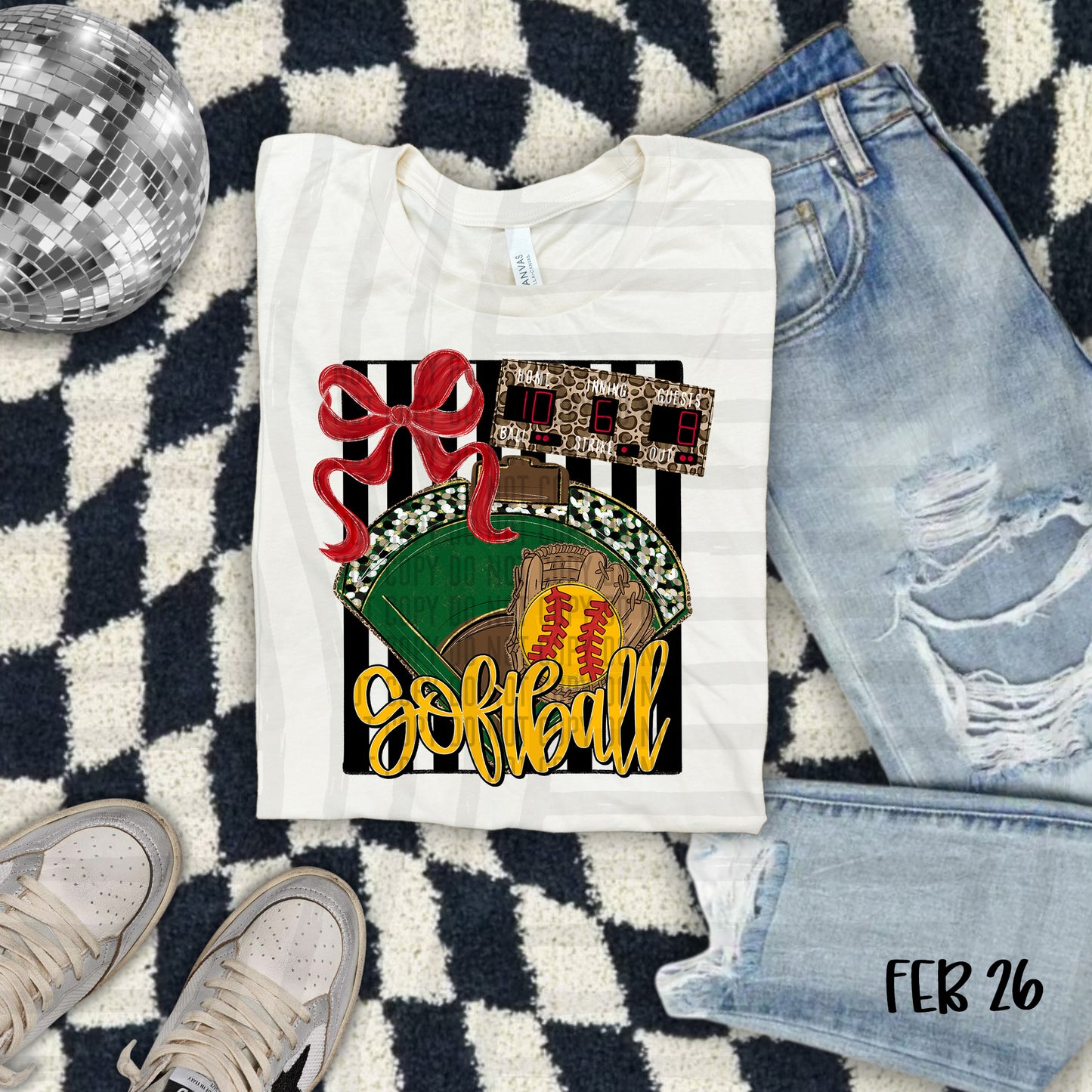 Softball Leopard Scoreboard DTF Transfer