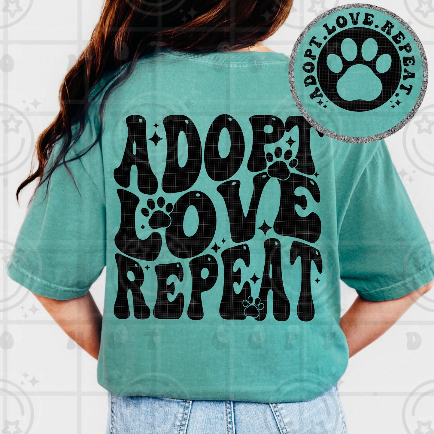 Adopt Love Repeat DTF Transfer (front)